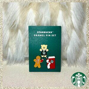 🎄📌 NWT 2025 Starbucks Christmas/Holiday Enameled Pins 3 Piece Set